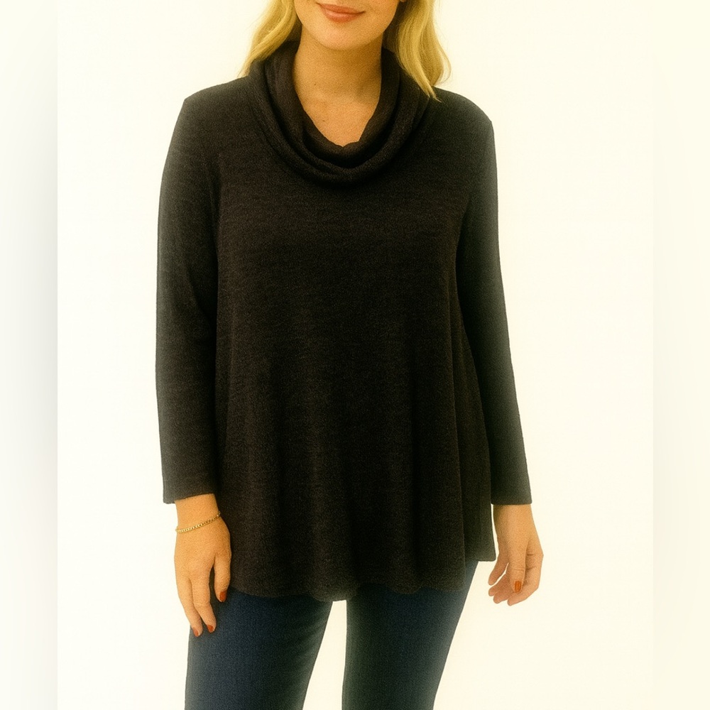 Parsley & Sage Black Textured Knit Cowl Neck Tunic – Size L